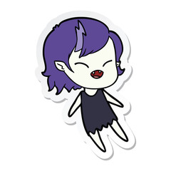 sticker of a cartoon laughing vampire girl floating