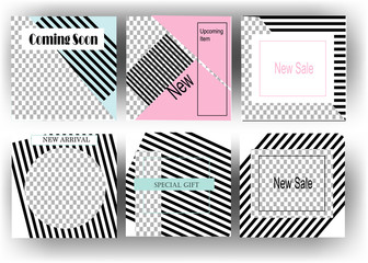 trendy Editable square abstract geometric banner template for social media post Promo Brand Fashion. Stories. Streaming