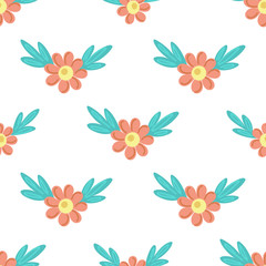 Floral seamless pattern. Hand drawn creative flowers. Colorful artistic background with blossom. Abstract herb. It can be used for wallpaper, textiles, wrapping, card. Vector illustration, eps10