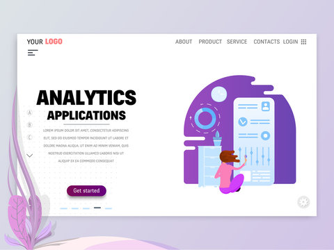 Fototapeta Landing page or website template with scenes of active life in an urban environment. Concept illustration with characters