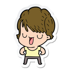 sticker of a cartoon woman talking