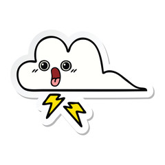 sticker of a cute cartoon storm cloud