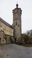 Fototapeta na wymiar rothenburg tower with gate in front of town wall