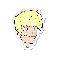 retro distressed sticker of a cartoon smiling man