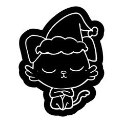 cute cartoon icon of a dog wearing santa hat