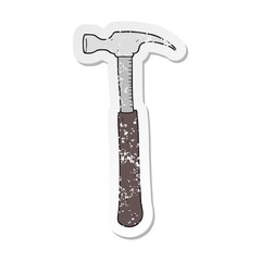retro distressed sticker of a cartoon hammer