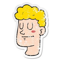 distressed sticker of a cartoon male face