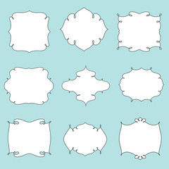 Hand drawn vintage styled frames, labels. Set of decoration elements