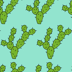Seamless pattern of Cactus vector doodle cartoon Hand drawn illustration