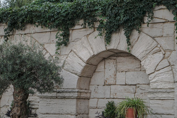Beautiful elements of the Greek ruins. Stock background