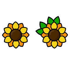 cartoon sunflowers set vector