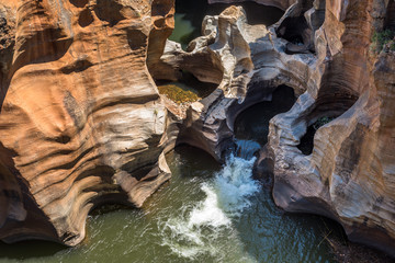 Bourke's Luck Potholes rock formation in Blyde River Canyon Reserve, South Africa.