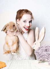 Hase mit schöner Frau 