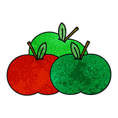 retro grunge texture cartoon juicy apple