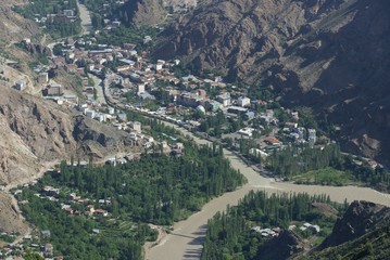 very nice village on the edge of the river. yusufeli/artvin/turkey