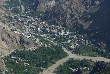 very nice village on the edge of the river. yusufeli/artvin/turkey