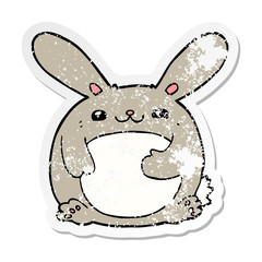 distressed sticker of a cartoon rabbit