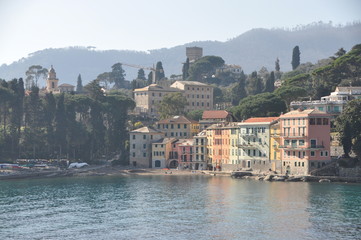 Fototapeta premium San Michele di Pagana between Rapallo and Santa Margherita Ligure, Genoa province, Liguria, Italy