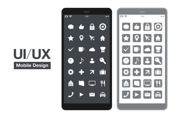 Naklejka premium スマートフォンUI/UXシンプルモックデザインのベクターイラストレーション