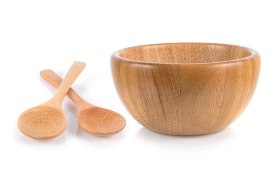 Wood Bowl On White Background