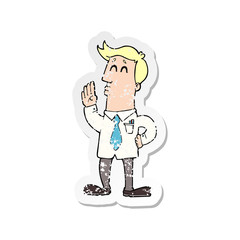 retro distressed sticker of a cartoon businessman