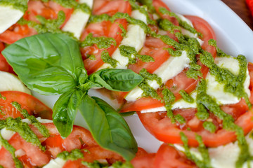 fresh salad with tomatoes and mozzarella