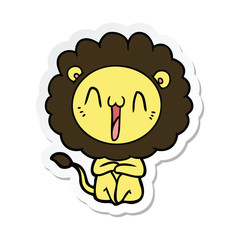 sticker of a happy cartoon lion