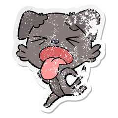 distressed sticker of a cartoon running dog