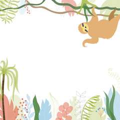 Fototapeta na wymiar Vector floral card with sloth