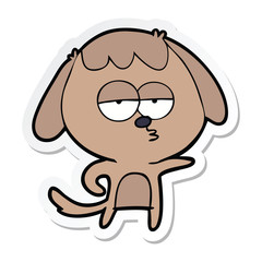sticker of a cartoon bored dog