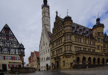 Fototapeta na wymiar medieval town of rothenburg scenery with houses and church