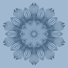 Modern Decorative Floral Color Mandala. Super Vector Round Shapes. Vector Illustration. Dark blue color.