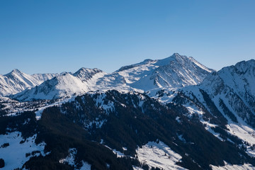 Fototapeta na wymiar Landscape in Zillertal Arena ski resort in Zillertal in Tyrol. Great winter day.