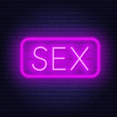 Sex neon sign on dark background. Vector illustration of EPS10