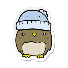 sticker of a cute cartoon owl in hat