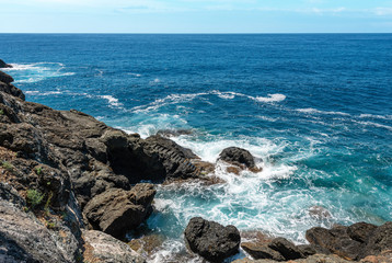 Cliffs and Mediterranean Sea in Framura - Liguria Italy