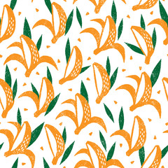 Seamless pattern with bananas. Stamp textured. Great for fabric, textile, wrapping paper. Vector Illustration