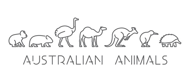 Vector set of linear Australian animals © karpenko_ilia