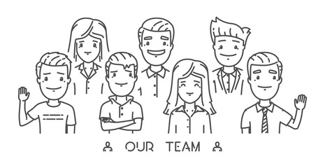 Vector line web illustration for our team