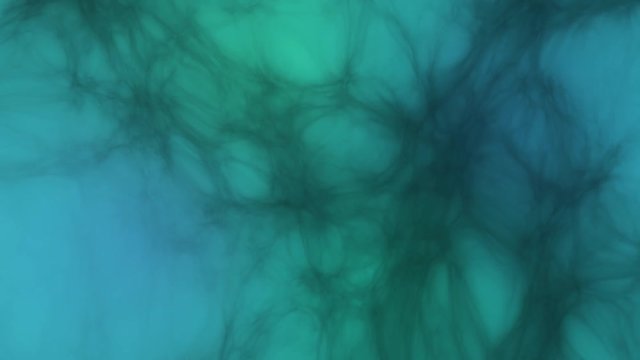 dark strange threads of a spiderweb moving on a blue green background
