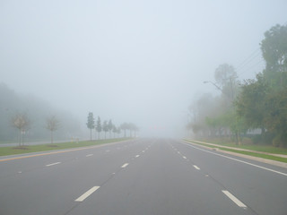 Fototapeta premium Big road and morning fog 