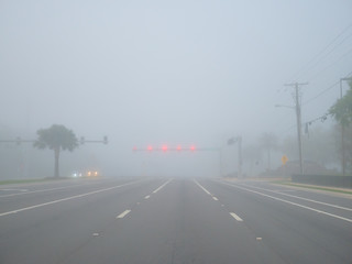 Fototapeta na wymiar Big road and morning fog