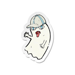 retro distressed sticker of a cartoon ghost