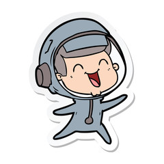 sticker of a happy cartoon astronaut