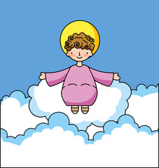 Holy baby jesus in clouds cartoons