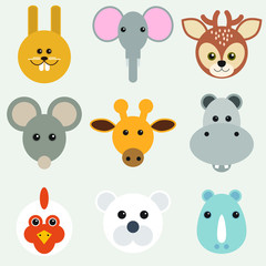 Vector illustration of cartoon animals head