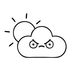 line drawing cartoon sunshine and cloud