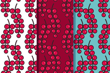 Seamless pattern background with red currants, colorful illustration