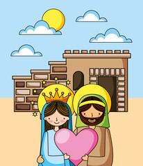 Holy family christian cartoons