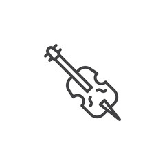 Obraz premium Cello music instrument line icon. linear style sign for mobile concept and web design. Violin outline vector icon. Symbol, logo illustration. Pixel perfect vector graphics